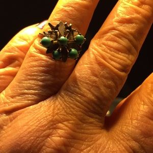 ANTIQUE PLATINUM WITH REAL TURQUOISE STONES.W 3.4g